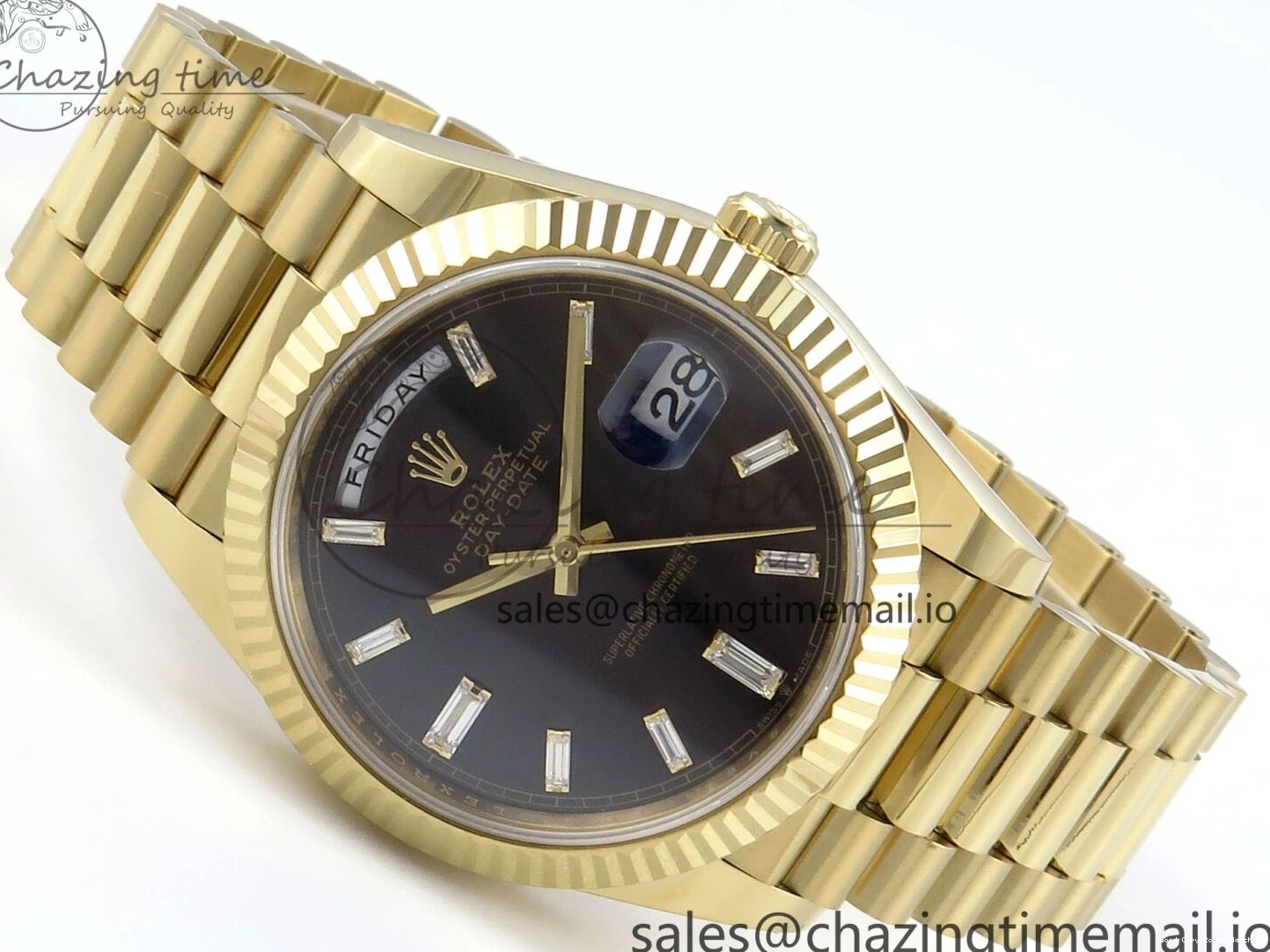 Good Copy Rolex Watches Weight) 1:1 Crystal Resilient Date Bracelet President Best Black Day 228238 Dial (Gain 40 Edition YG on 799 A2836 Noob 0116